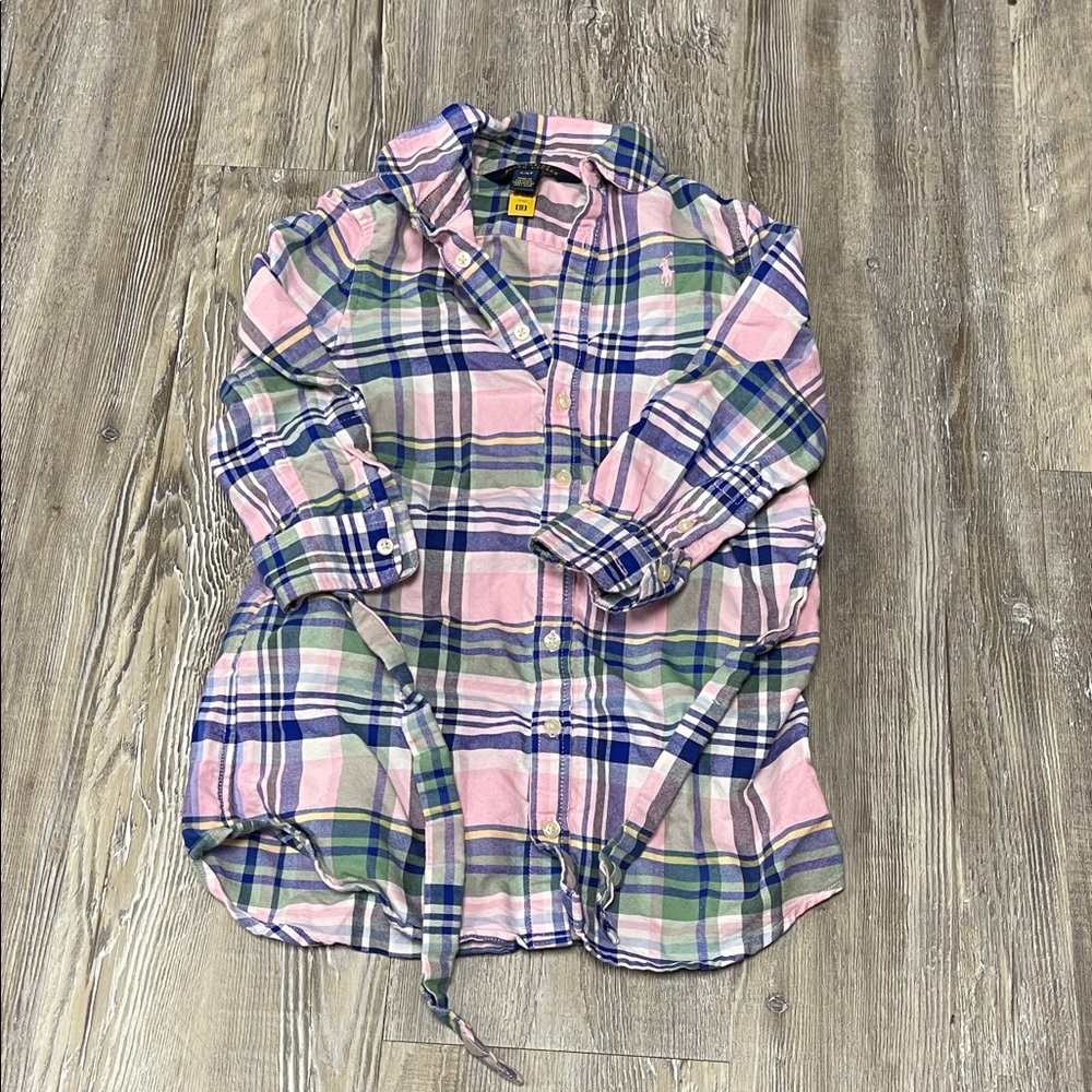 Polo by Ralph Lauren Pink and Green Plaid Kids Casual Dress